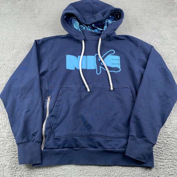 Nike Hoodie Mens Small Navy Blue Dri-Fit Pullover Logo Graphic Basketball Y2K - Picture 2 of 13